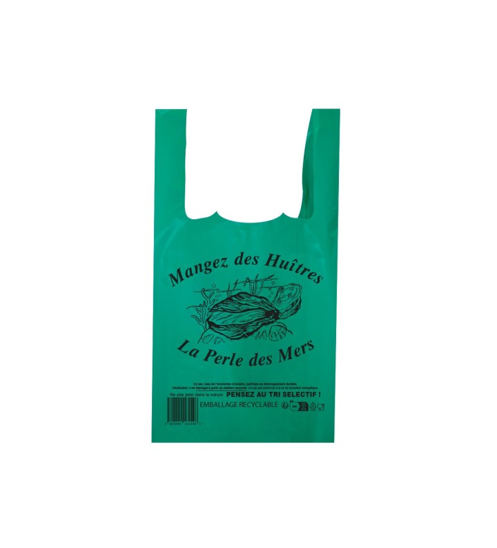 Bretelle PEBD Vert Impression "Mangez des Huîtres"270+70+70x490 //500