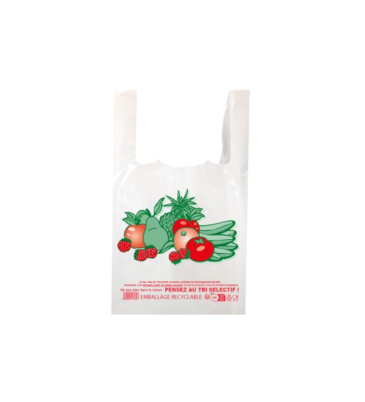 Bretelle F&L PEBD Blanc Imprimé 2+0 Fruit & Légume 260+60+60x450//500