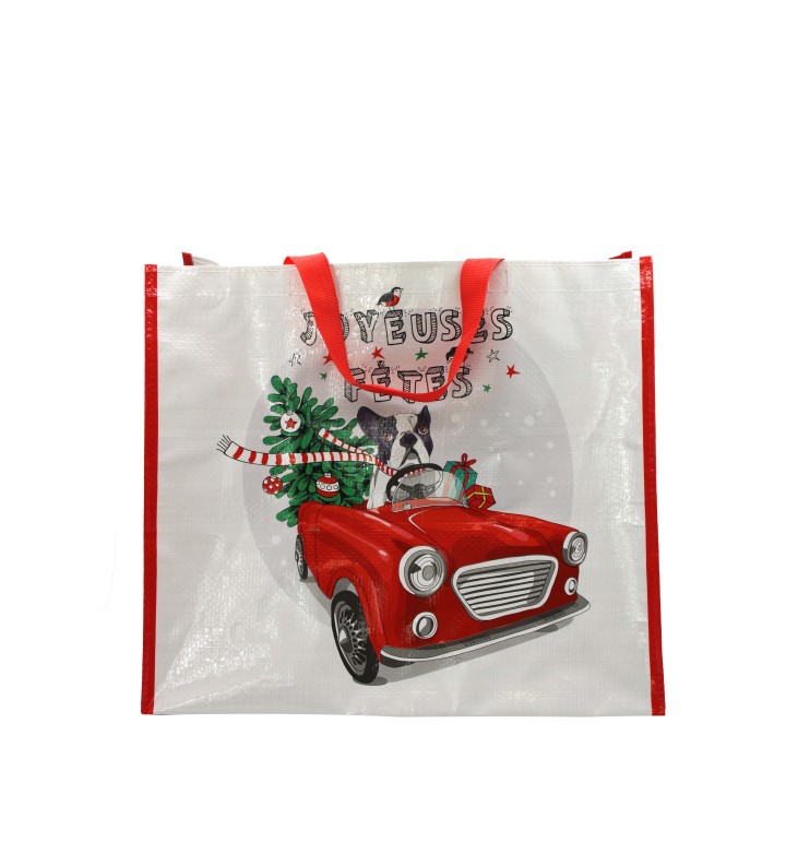 PP Tissé Anse Rouge Joyeuses Fêtes 400+120+120x350 //100