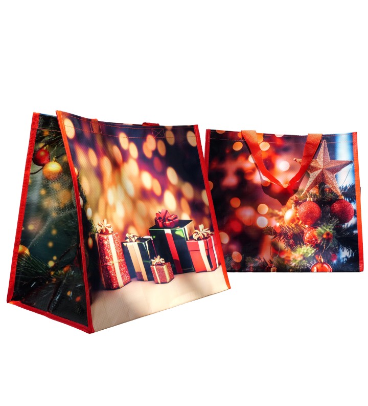 PP Tissé Anse Rouge Joyeuses Fêtes 400+120+120x350  //100