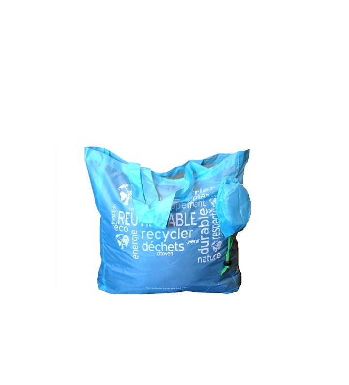 Sac Polyester Bleu avec Anses Imprimé Les mots 370+60+60x400 //250