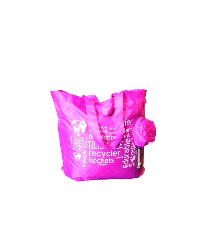 Sac Polyester Fushia avec Anses Imprimé Les mots 370+60+60x400 //250