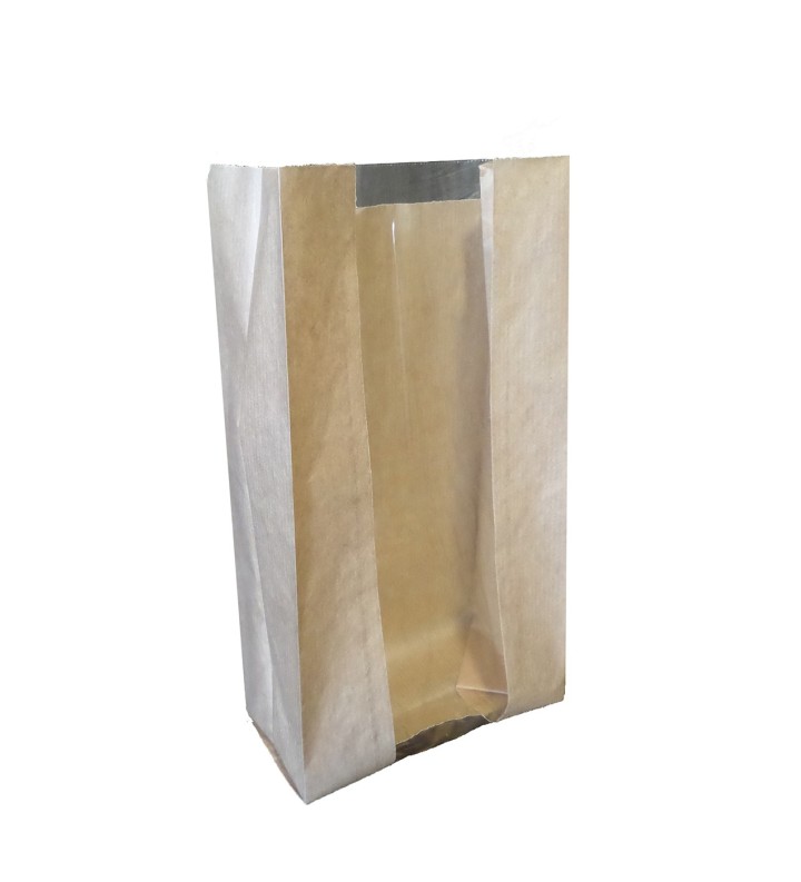 Sac F&L Kraft Brun Vergé à Fenêtre Polypro 240+95x380 4Kg //1000