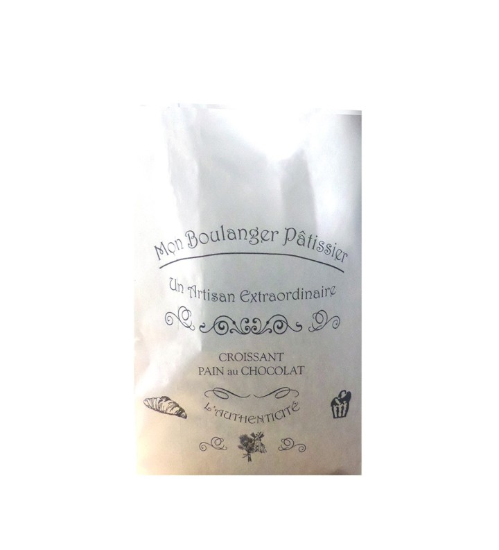 Sac croissant Kraft Blanc Imprimé 170*35+35x360 //1000 - N°106