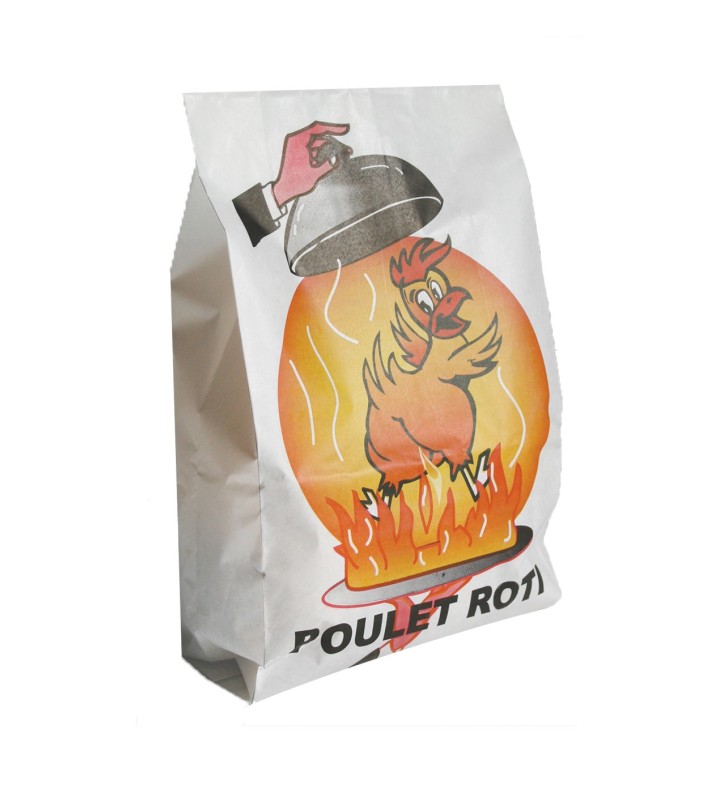 Sac poulet Kraft Blanc "poulet roti " 180+65x350 //500