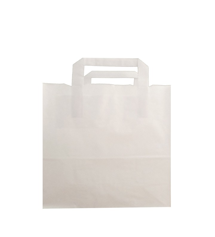 Sac Kraft Blanc Poignée Plate 320+160x310+SF160 //250