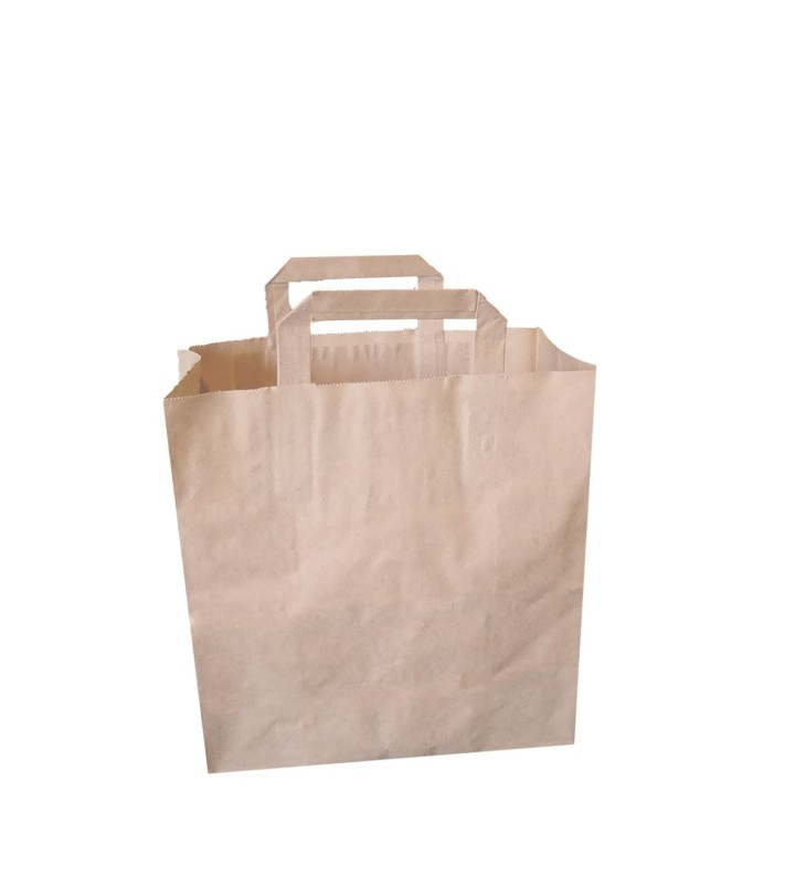 Sac Kraft Brun Recyclé Poignée Plate 260+140x320+SF140 //250