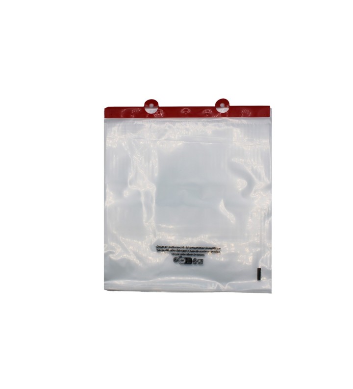 Liasse PEBD Transparent 350x350+P OD+barrette plastique rouge //1000