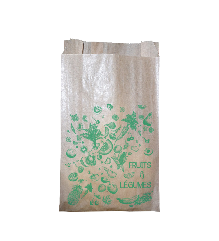 Sac F&L (Fruits et Légumes) et Commerce Traditionnel Kraft Brun140+90x260 1Kg sachet - Evenplast