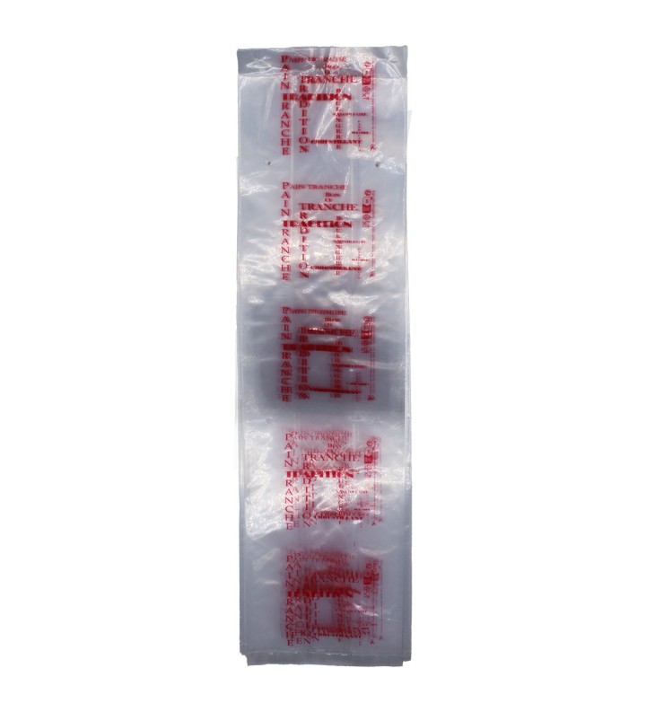Liasse PEBD Transparent Pain Tranché Rouge 160+50+50x600+P //1000