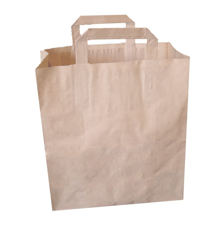 Sac Kraft Brun 100% Recyclé Poignée Plate 320+210x370+SF210//250