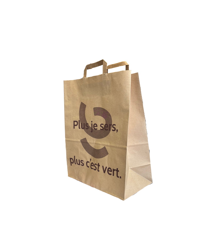 Sac Kraft Brun Recyclé Poignée Plate 320+180x400+SF180//150